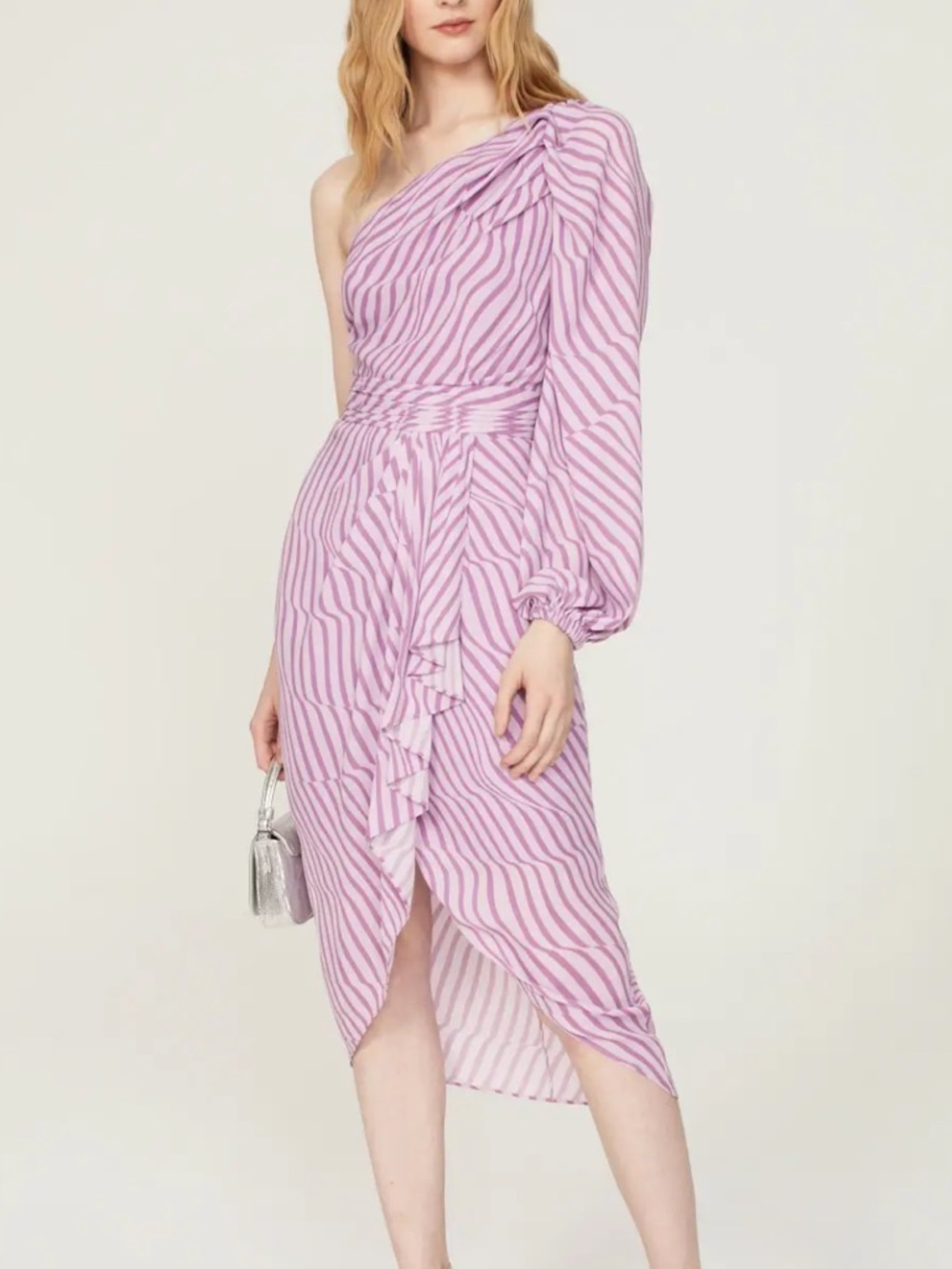 TOCCIN One-Shoulder Asymmetrical Wrap Dress